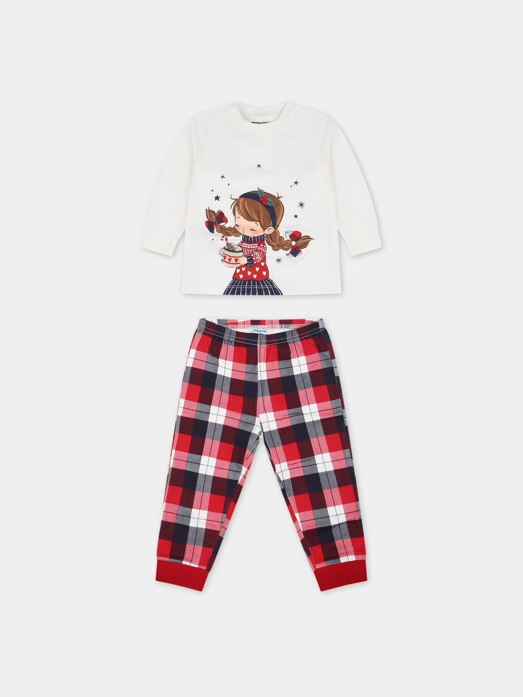 White pajamas for baby girl with girl print
