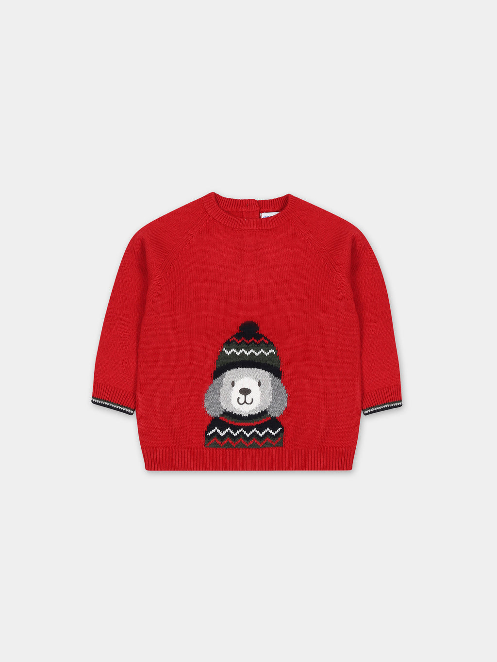 Red sweater for baby boy with dog