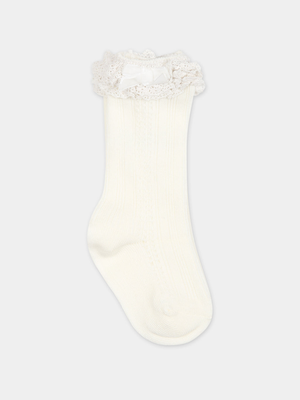 Ivory socks for baby girl with bow