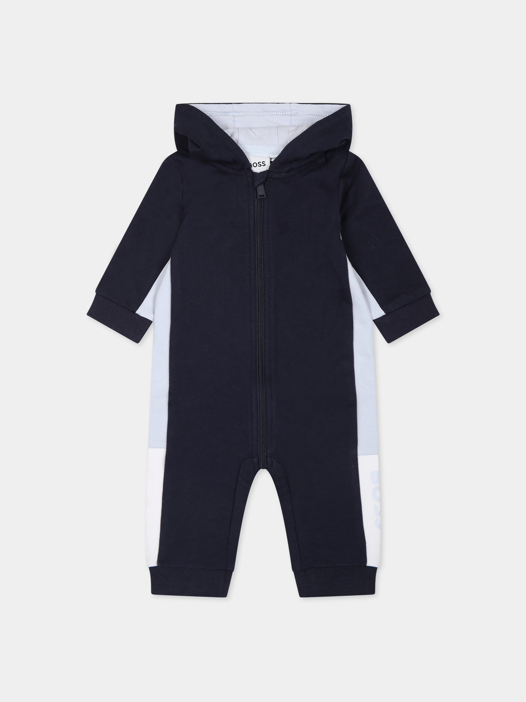 Blue babygrow for baby boy with logo