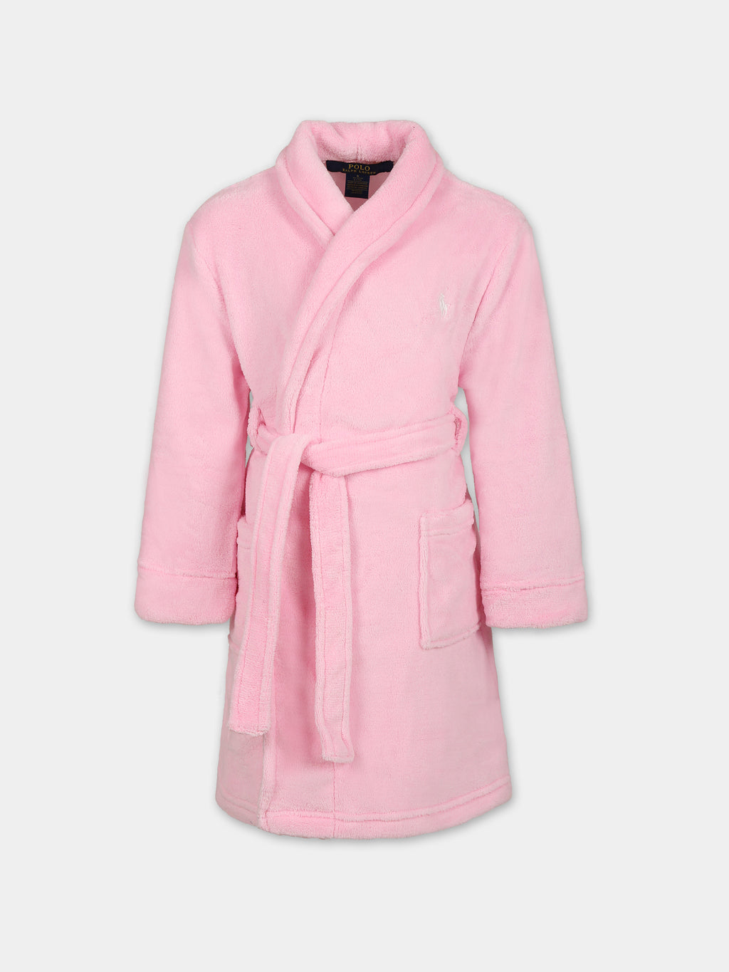 Pink bathrobe for girl with logo