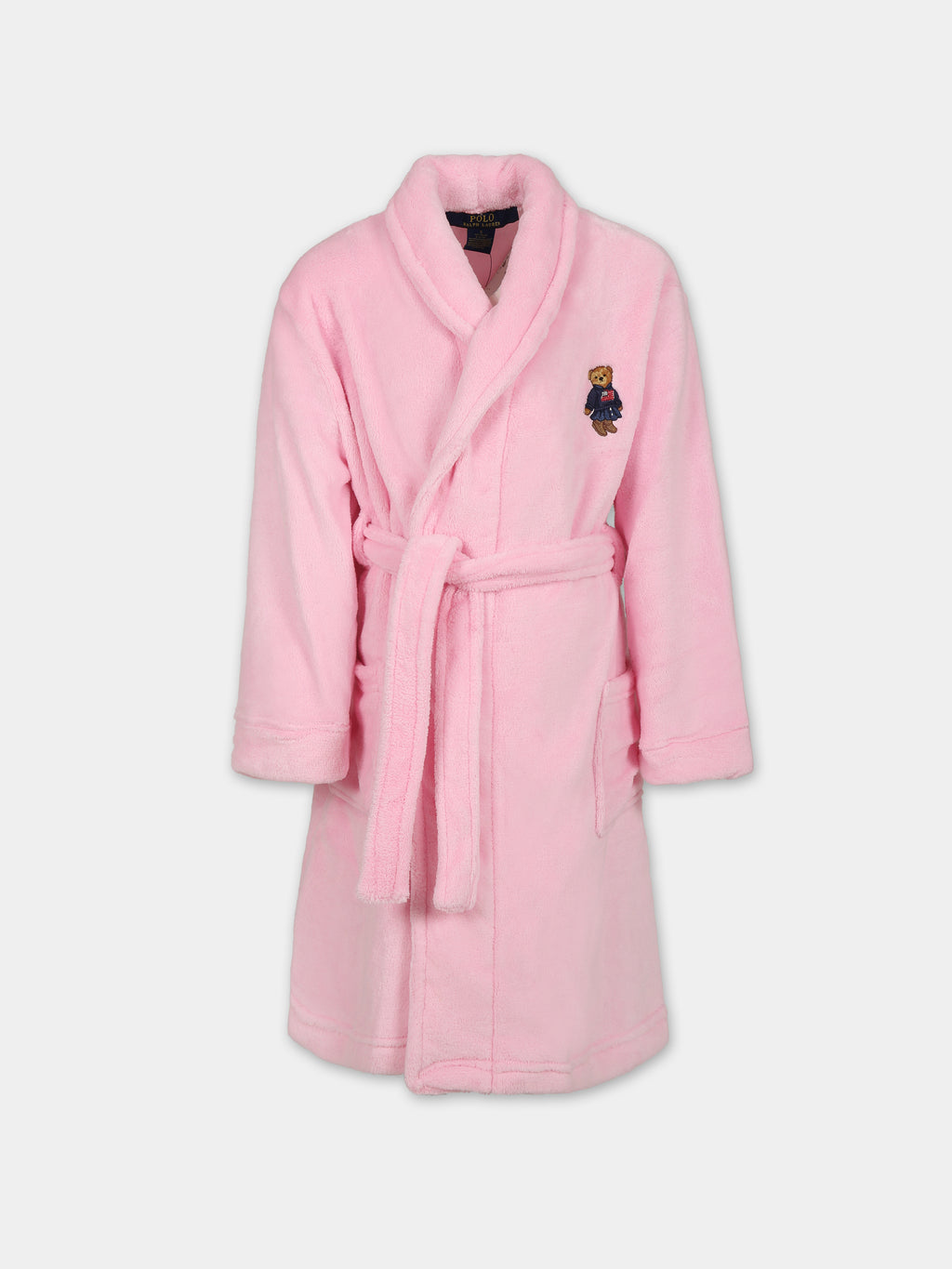 Pink bathrobe for girl with logo