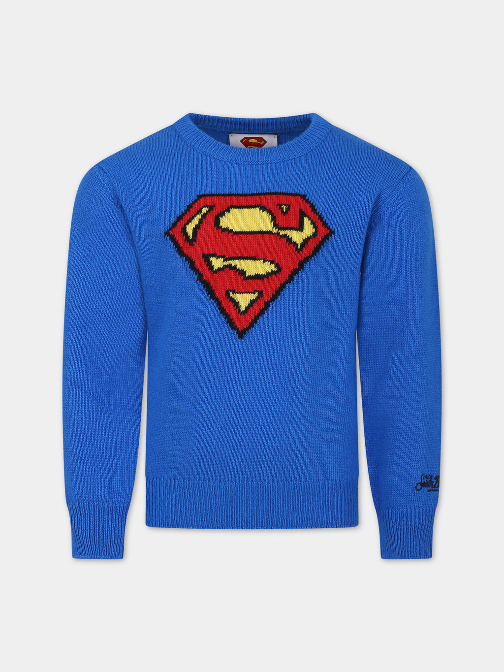 Blue sweater for boy with Superman