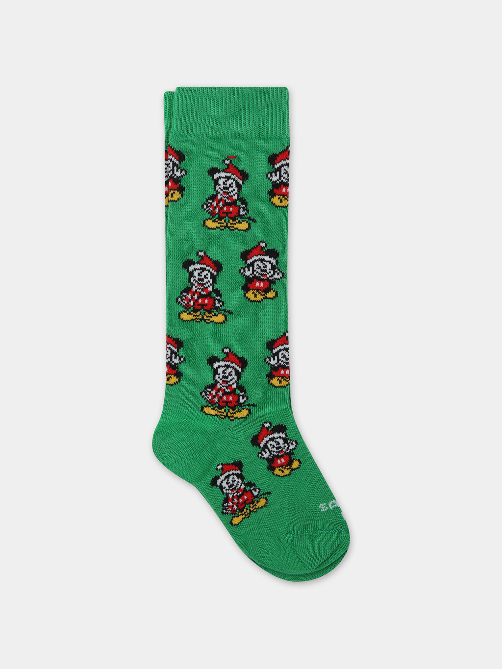Green socks for boy with Micky Mouse
