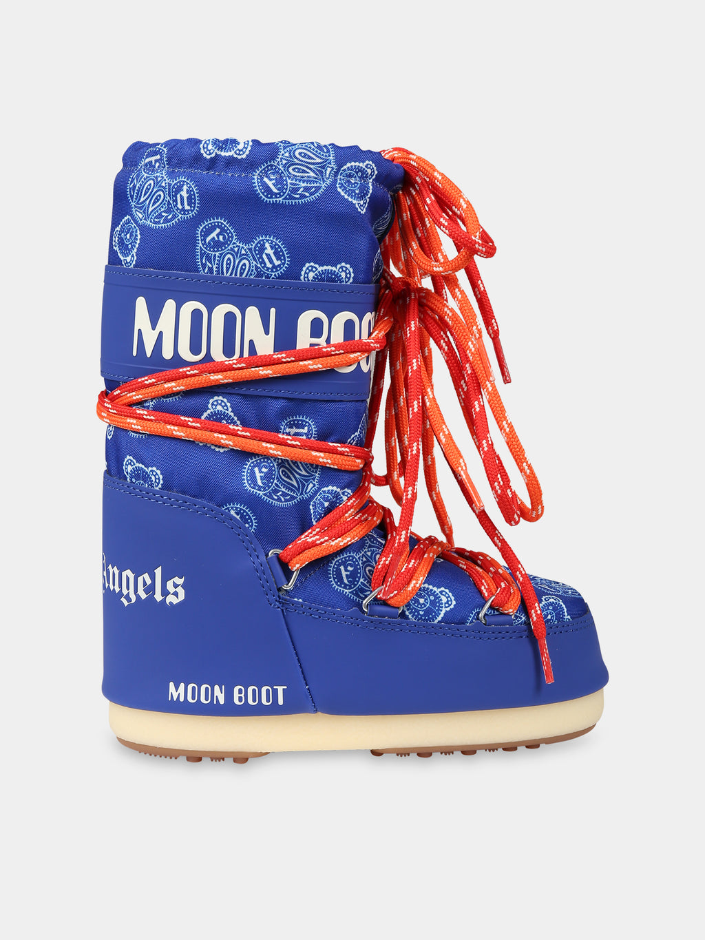 Moon Boot blu per bambino con orso e logo