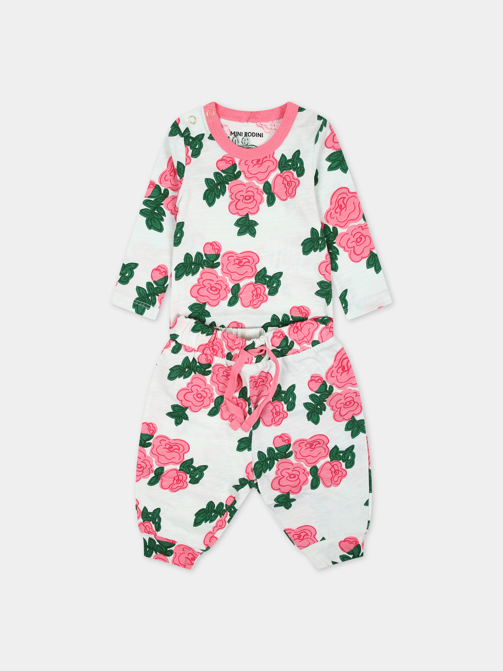 Ensemble blanc pour bébé fille avec rose