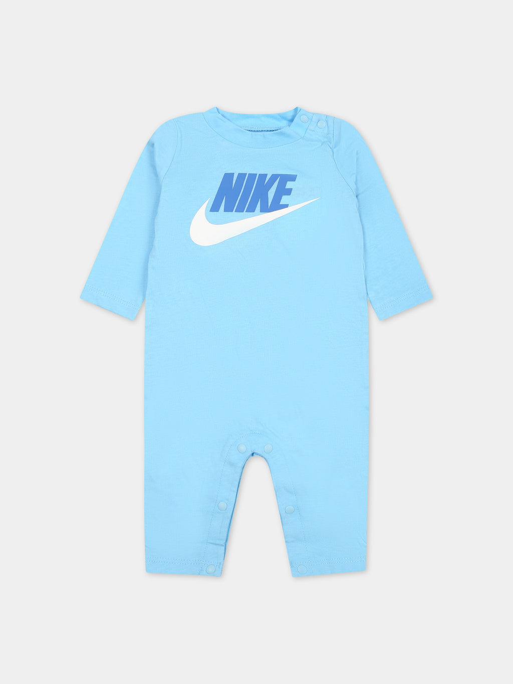 Light blue babygrow for baby boy with swoosh
