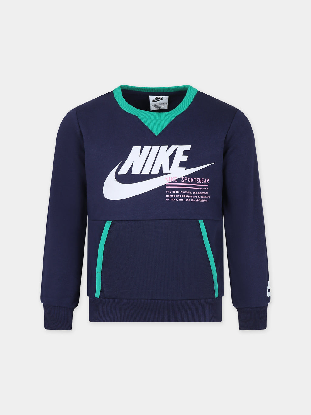 Blue sweatshirt for boy with logo and swoosh