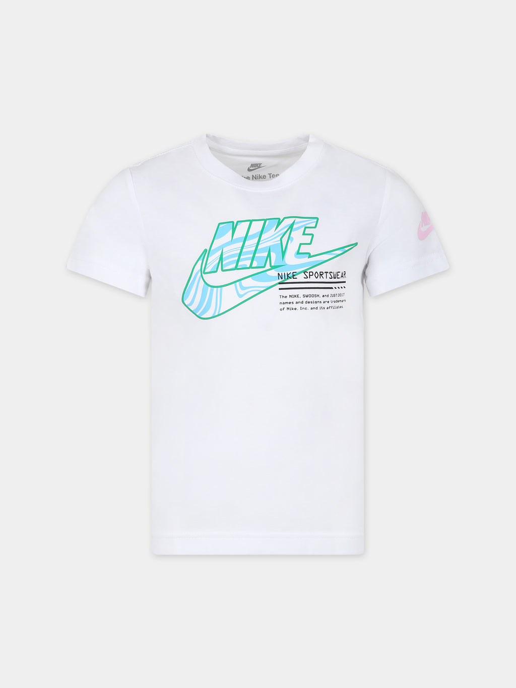 White t-shirt for boy with logo and swoosh