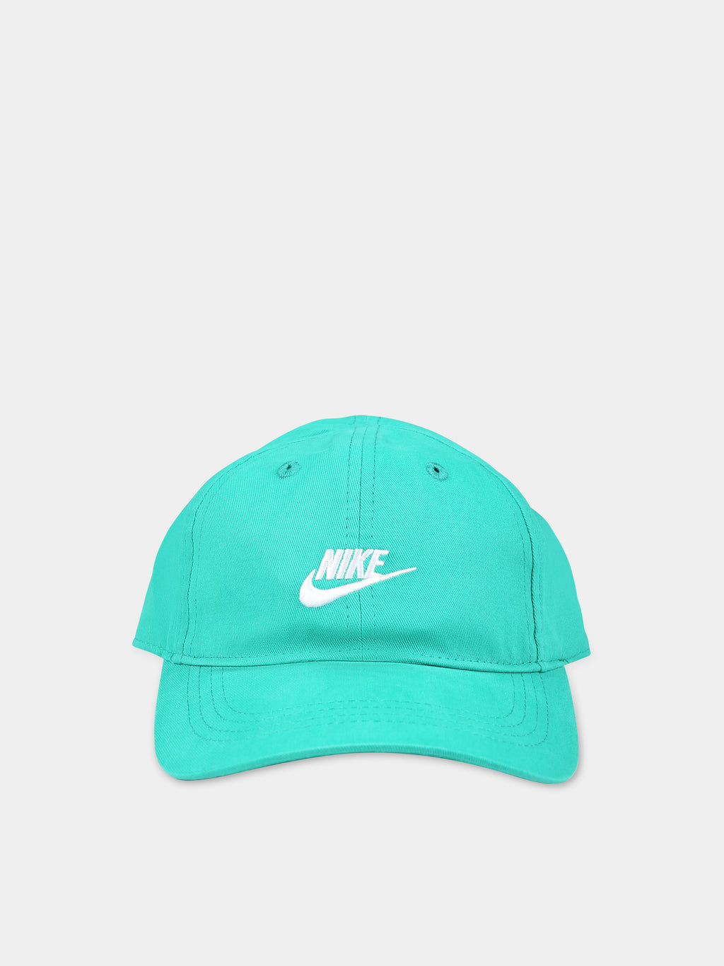 Green hat with visor for kids with the iconic swoosh