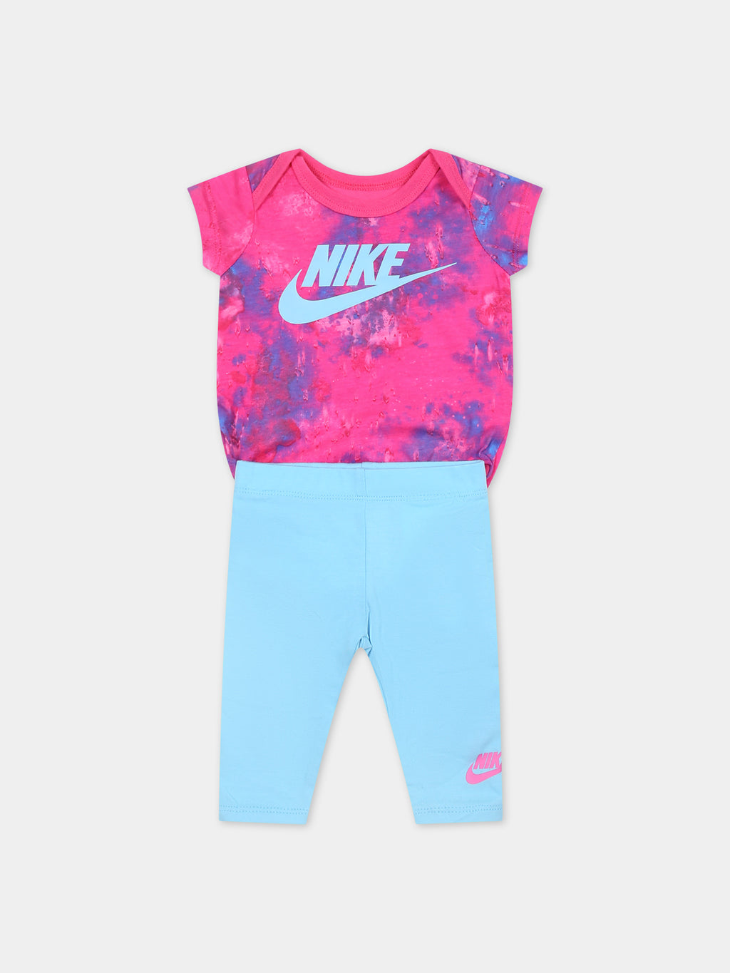 Fuchsia suit for baby girl with swoosh