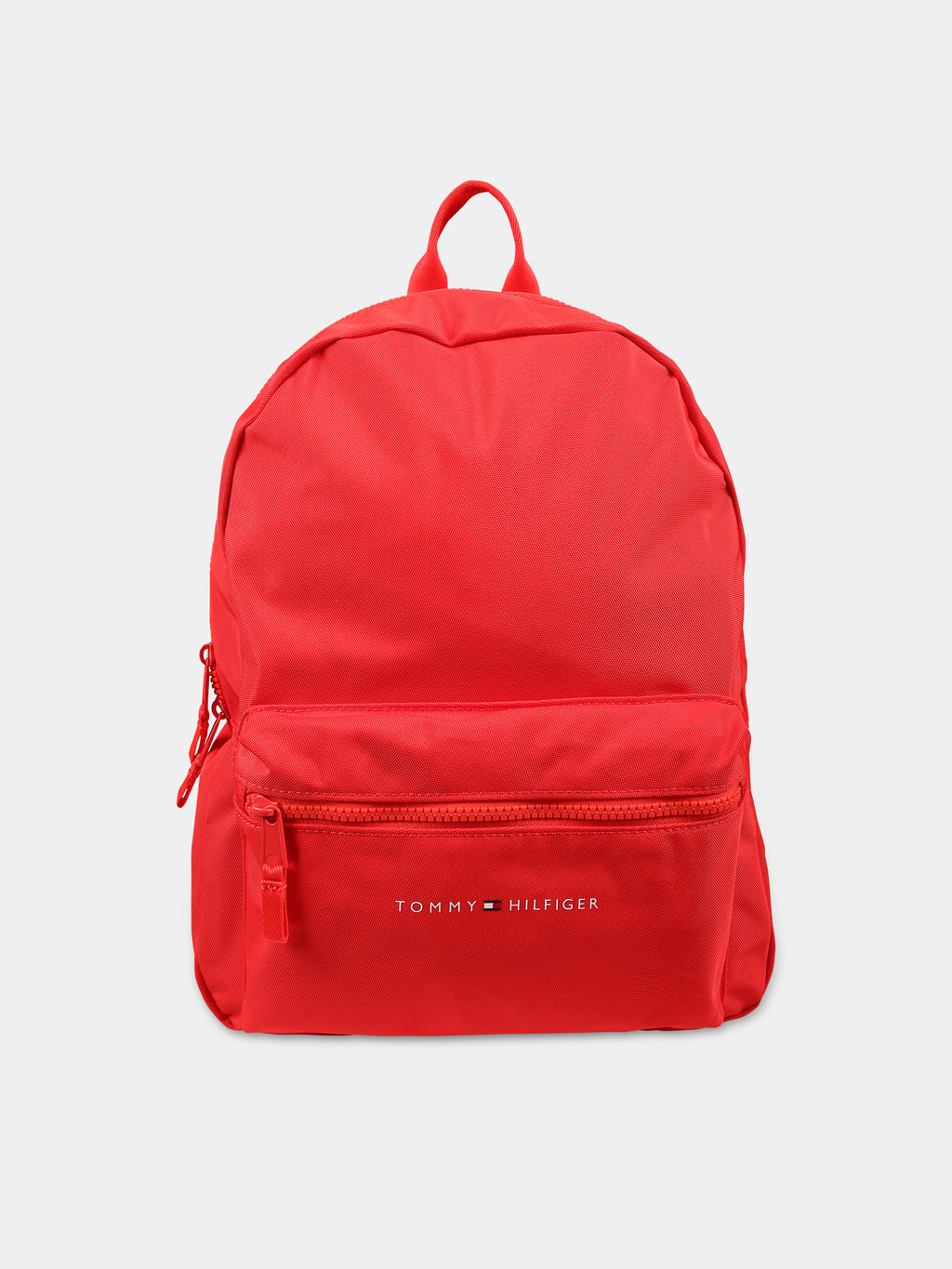 Red backpack for kids with logo