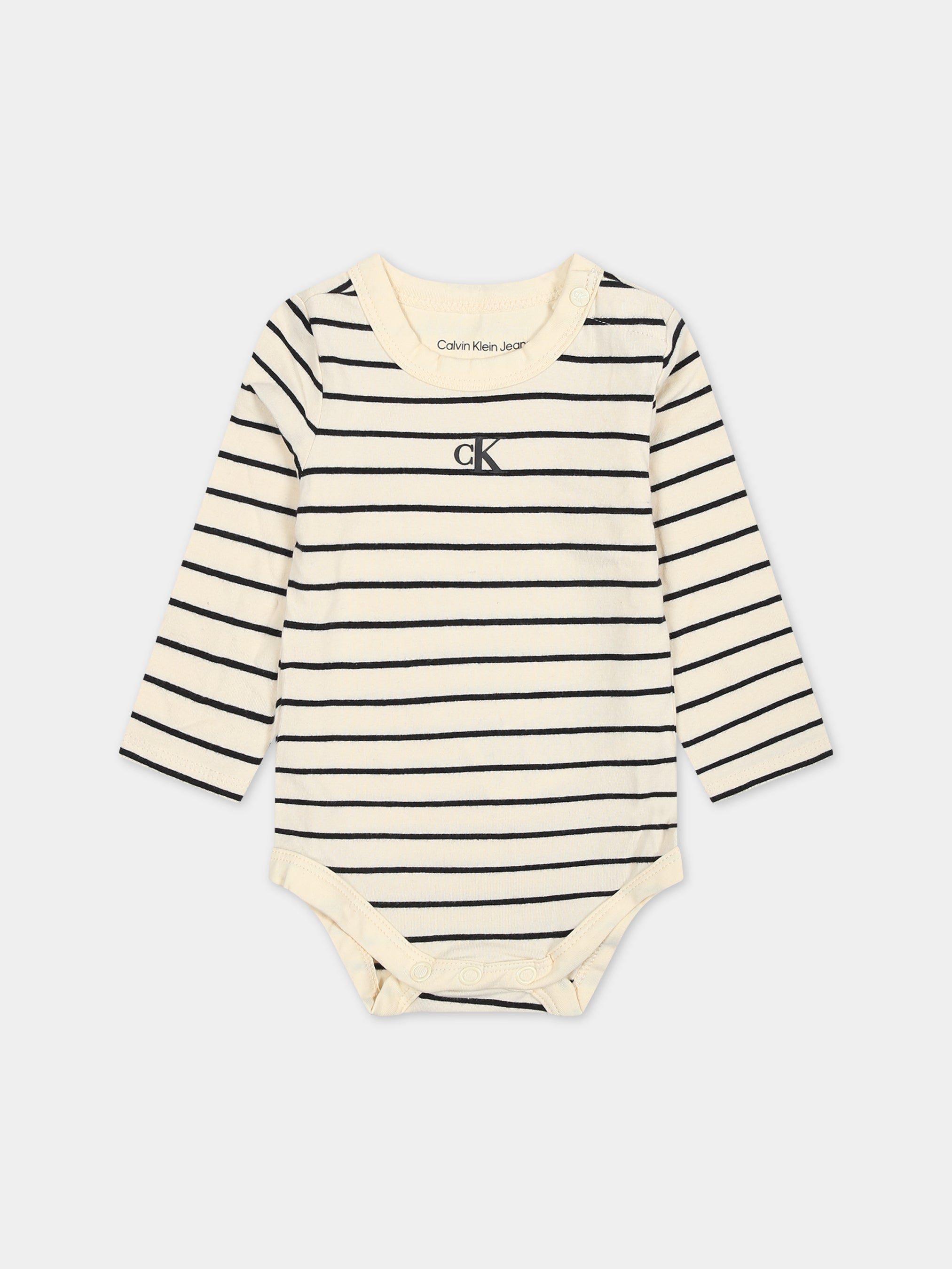 ▷ Completo avorio per neonati con logo Calvin Klein Kids