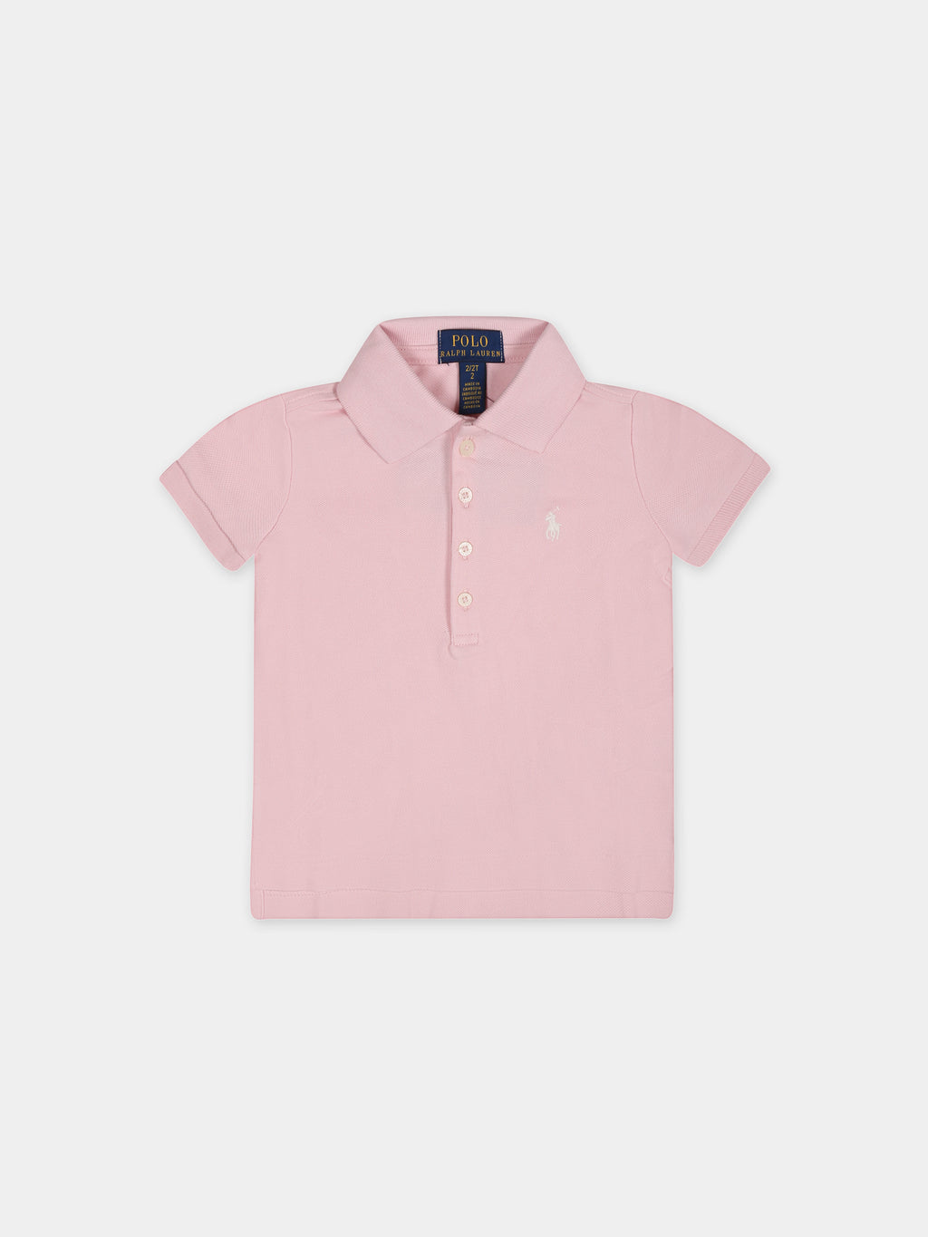 Pink polo for baby girl with pony