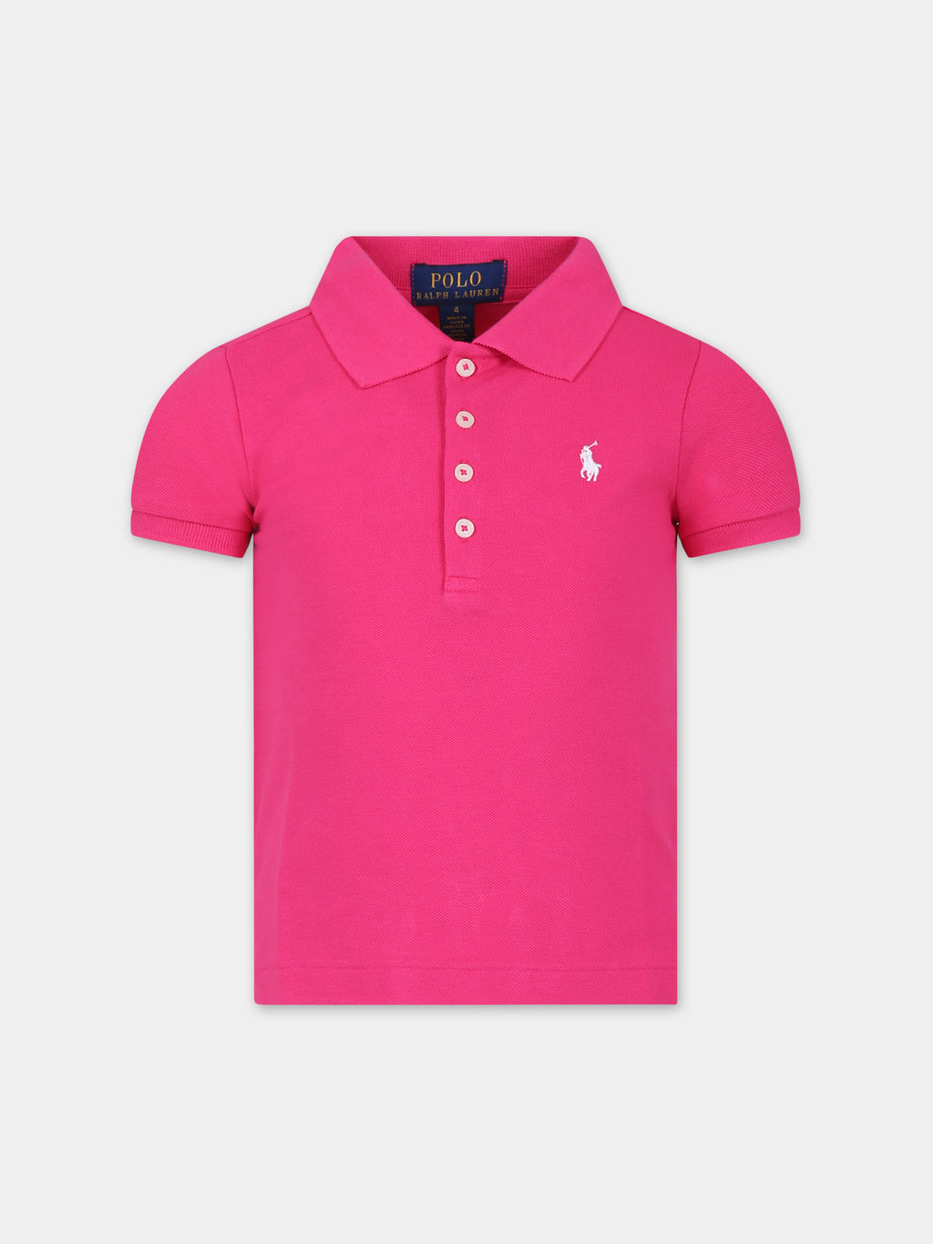 Fuchsia polo for girl with pony