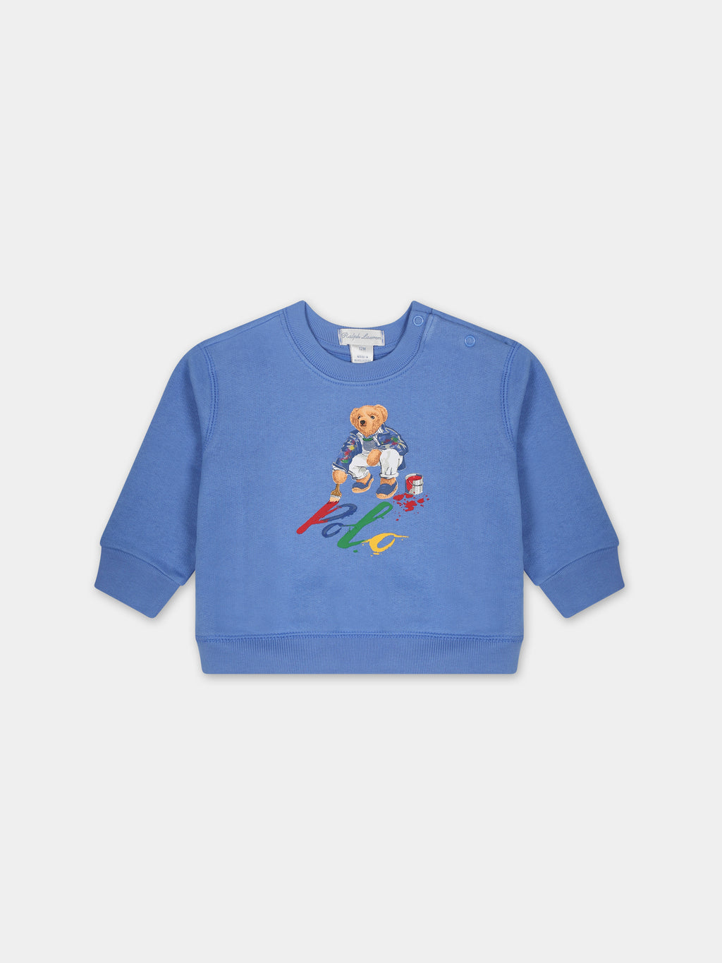 Light blue sweatshirt for baby boy with Polo bear