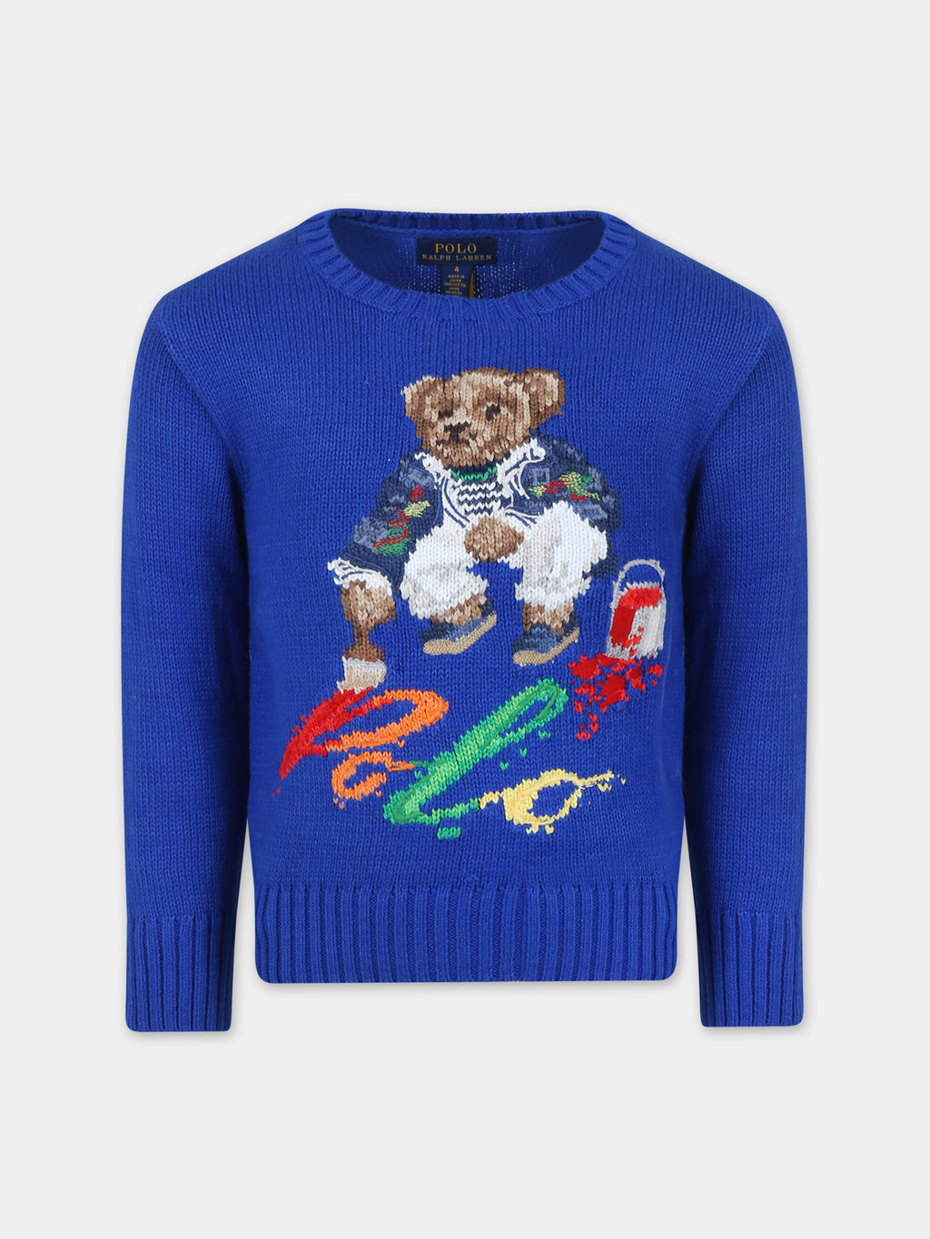 Blue sweater for boy with Polo Bear