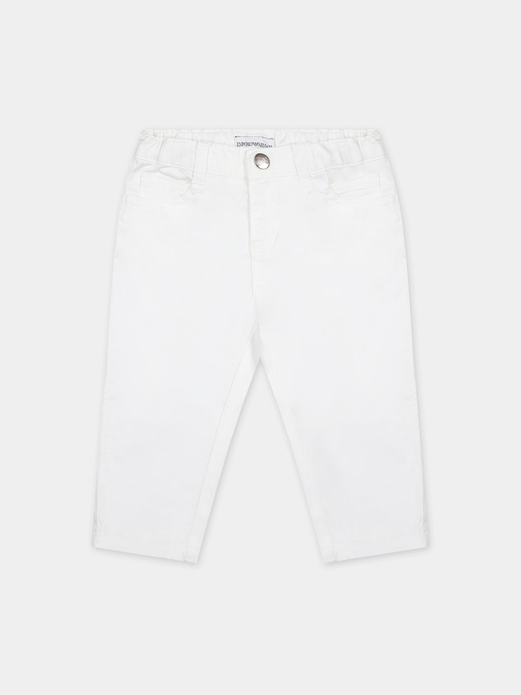 White trousers for baby boy with logo