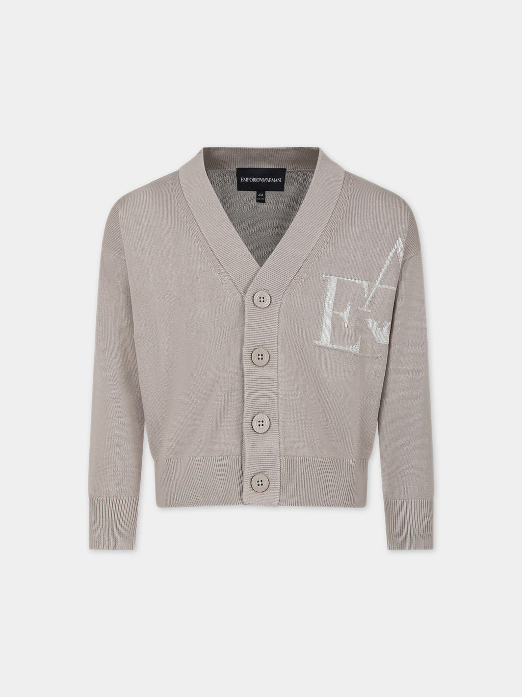 Beige cardigan for boy with embroidered logo