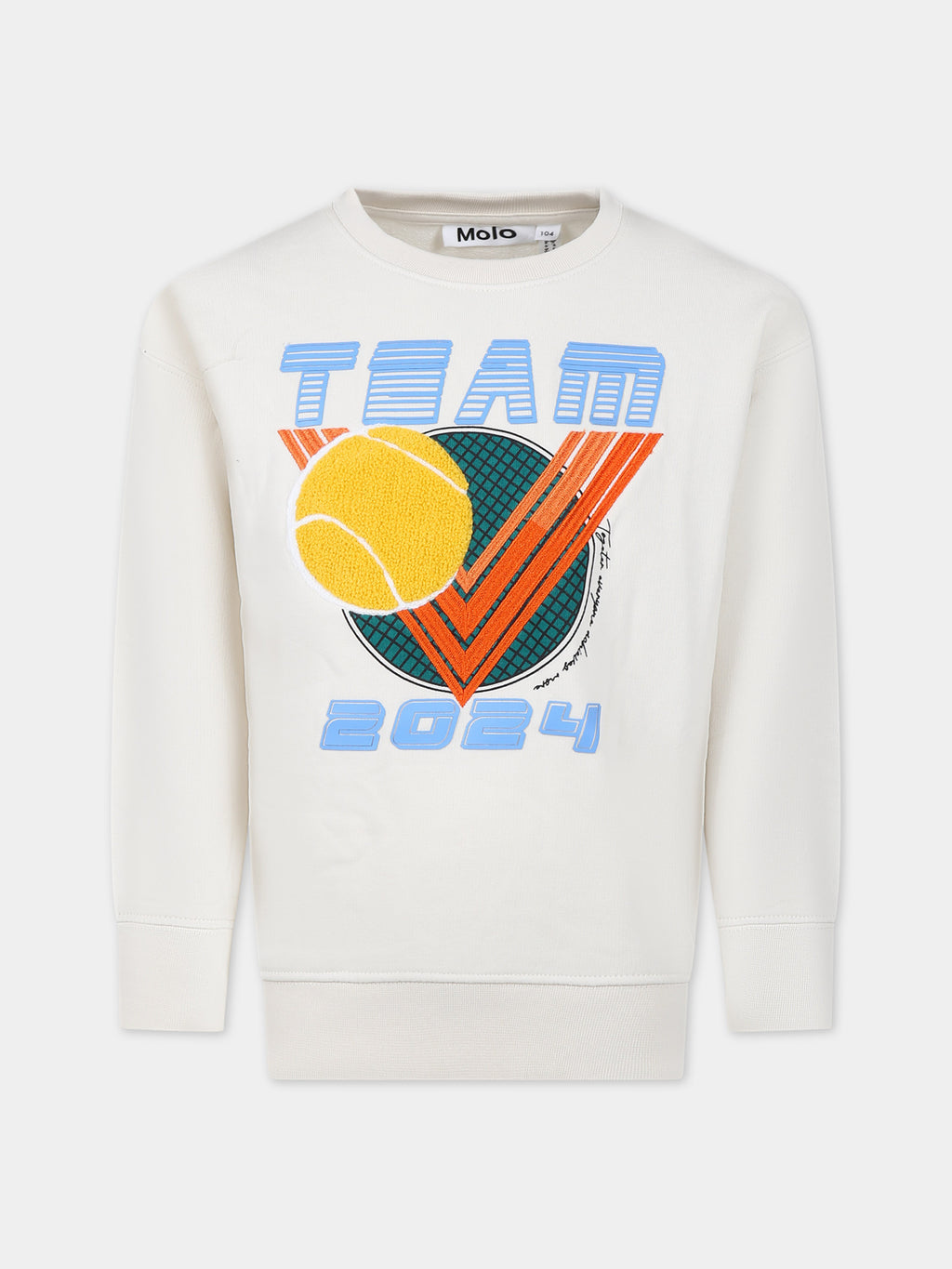 Ivory sweatshirt for kids with tennis print