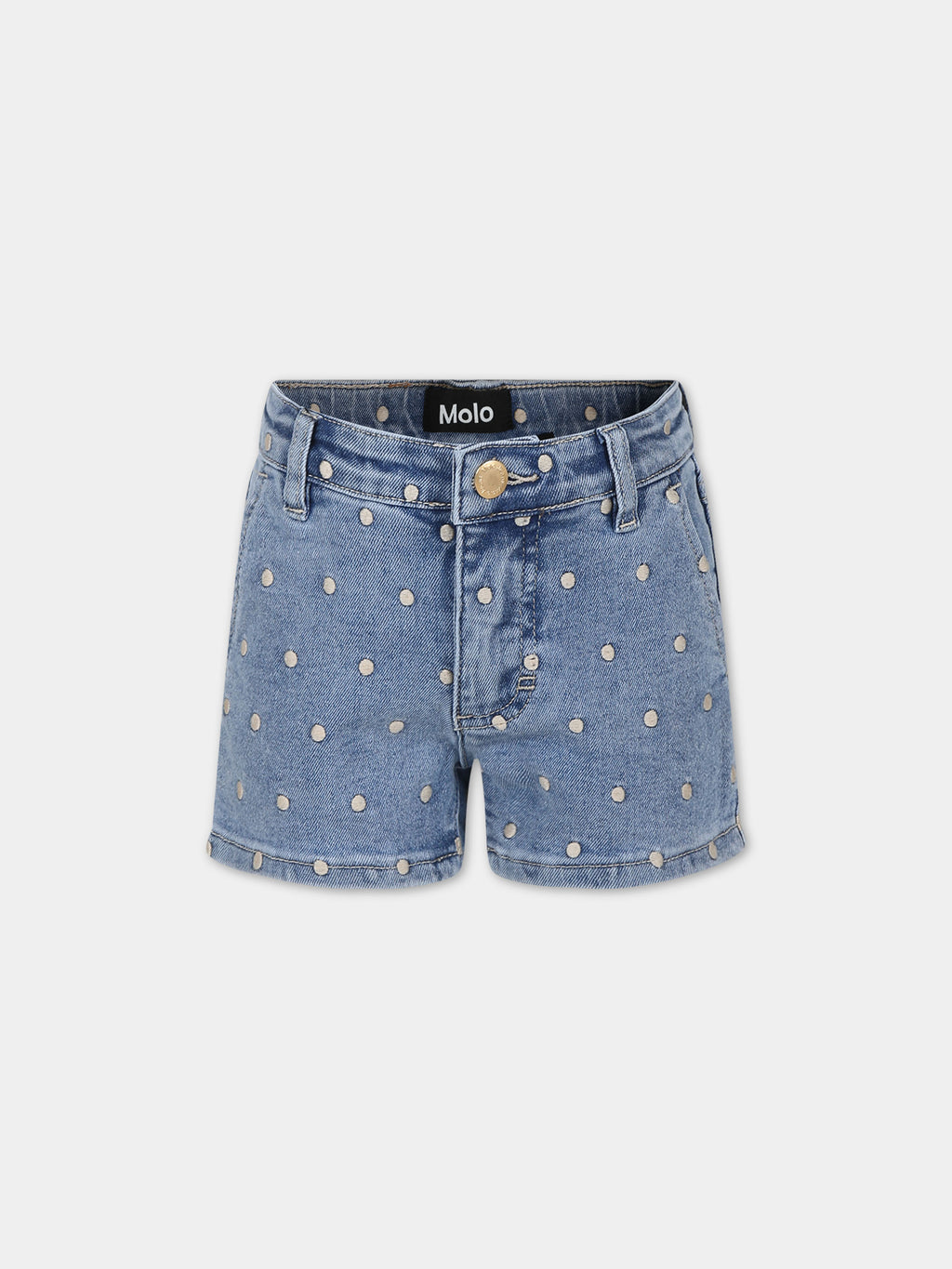 Blue shorts for girl with polka dots