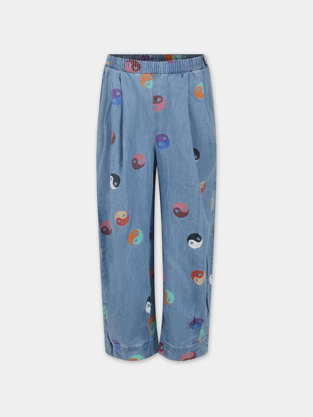 Pantalon bleu pour fille avec yin et yang