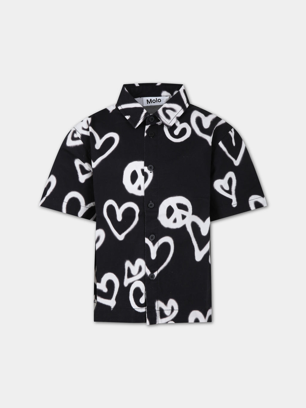 Black shirt for boy with white hearts
