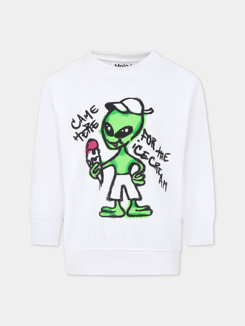 White sweatshirt for boy with alien