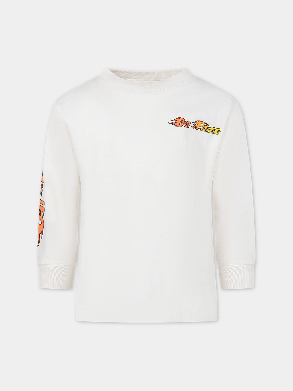 Ivory t-shirt for boy with flames