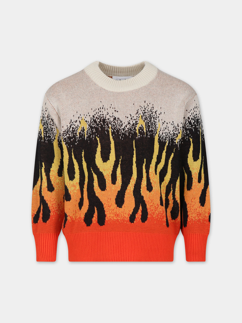 Beige sweater for boy with flames