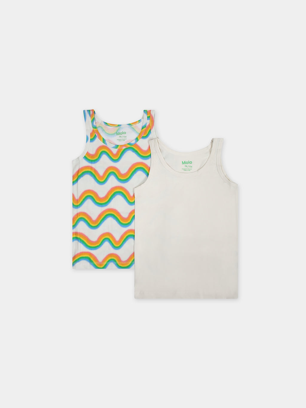 White set for girl with rainbow print