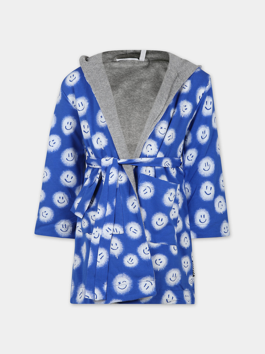 Blue dressing gown for kids with smiley