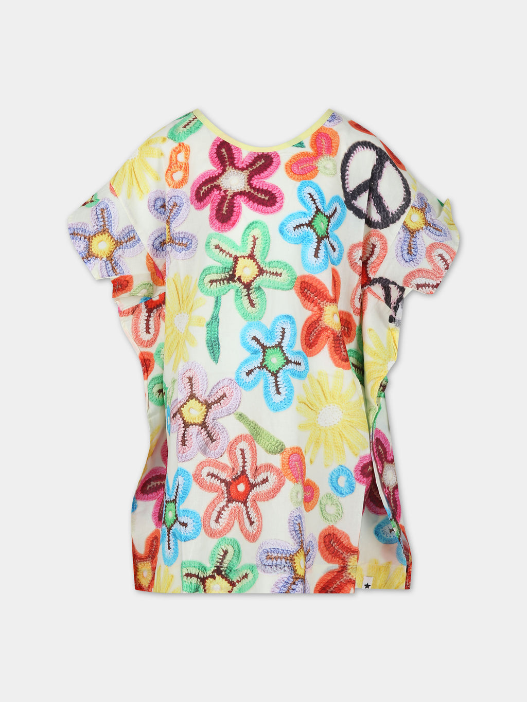 Yellow swimsuit cover-up for girl with flowers print