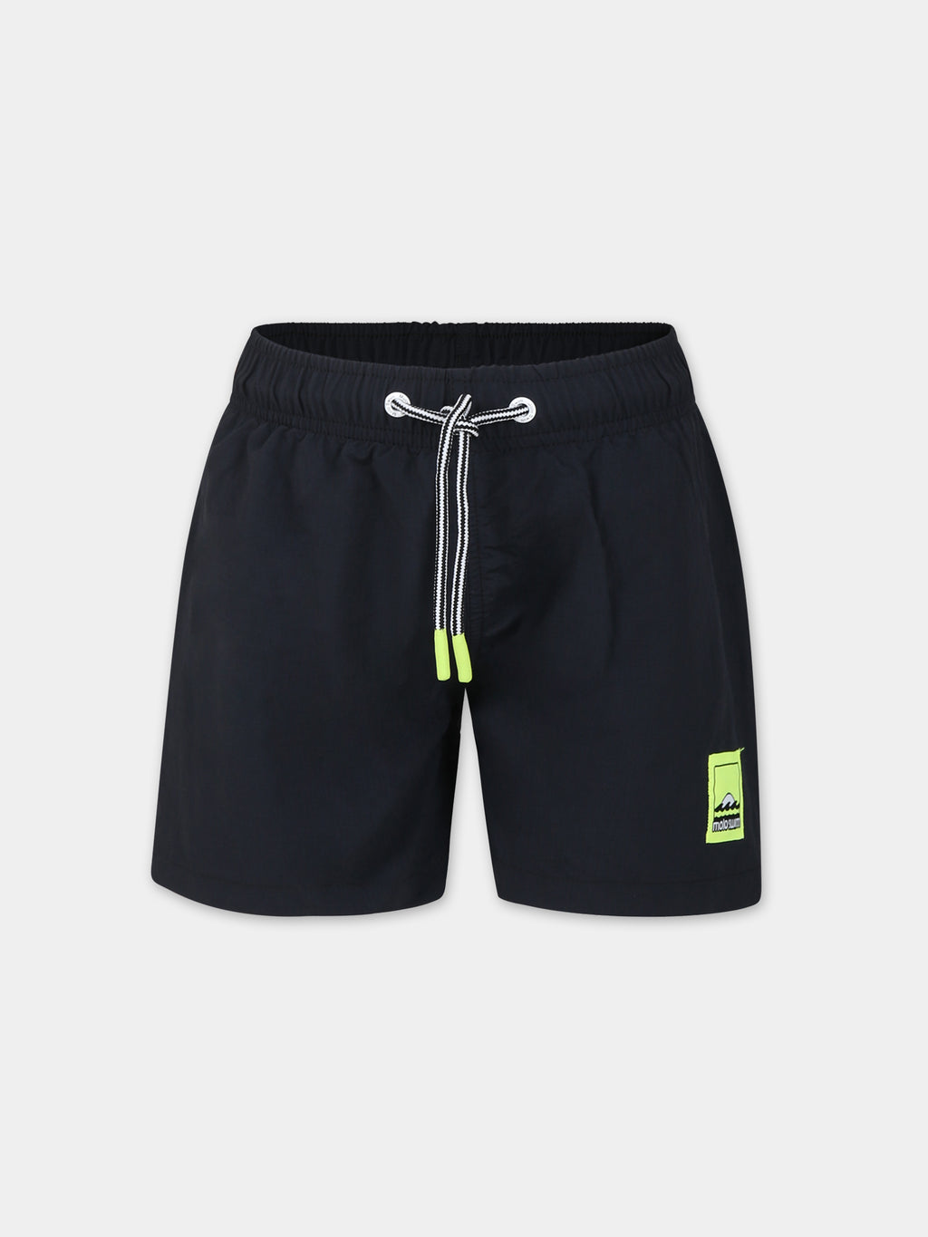 Black swimsuit for boy with logo