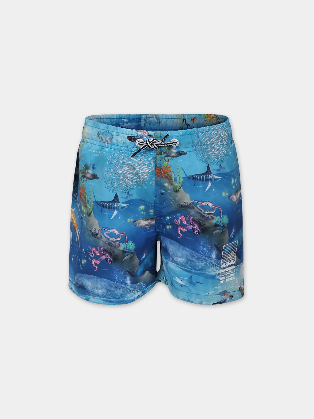 Light blue swimsuit for boy with marine animals