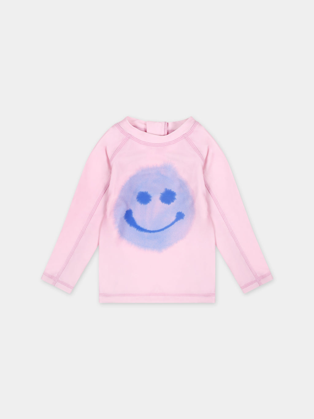 T-shirt anti UV rosa per neonata con smile