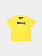 T-shirt gialla per neonato con logo,Dsquared2,DQ2139 D00MV D2T1024B DQ205
