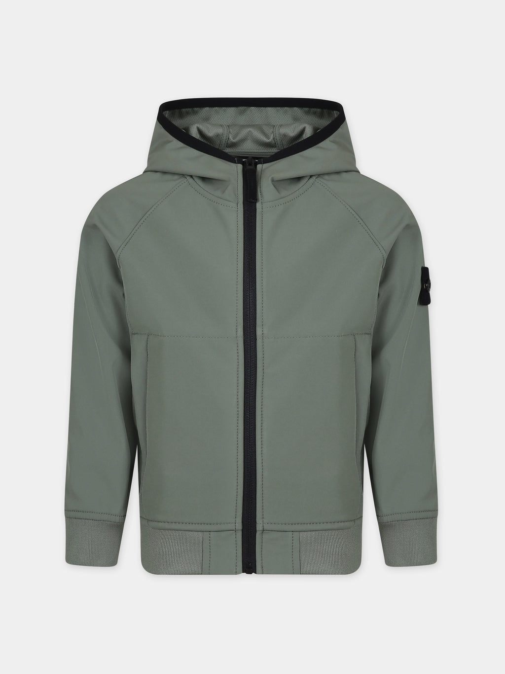 Green windbreaker for boy with compass