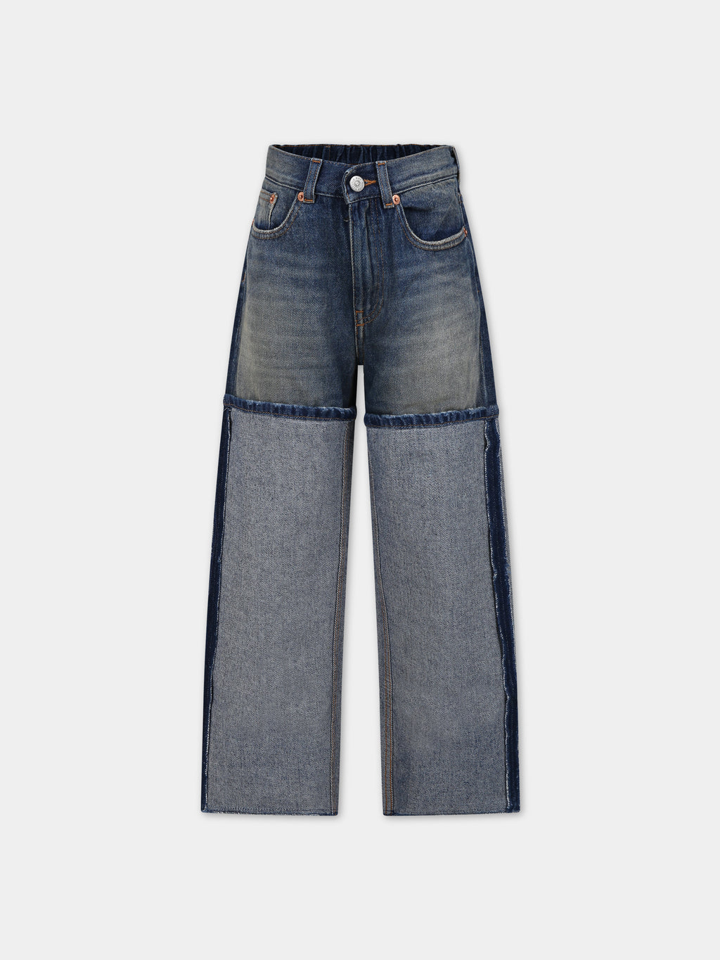 Jeans in denim per bambina con cuciture a contrasto