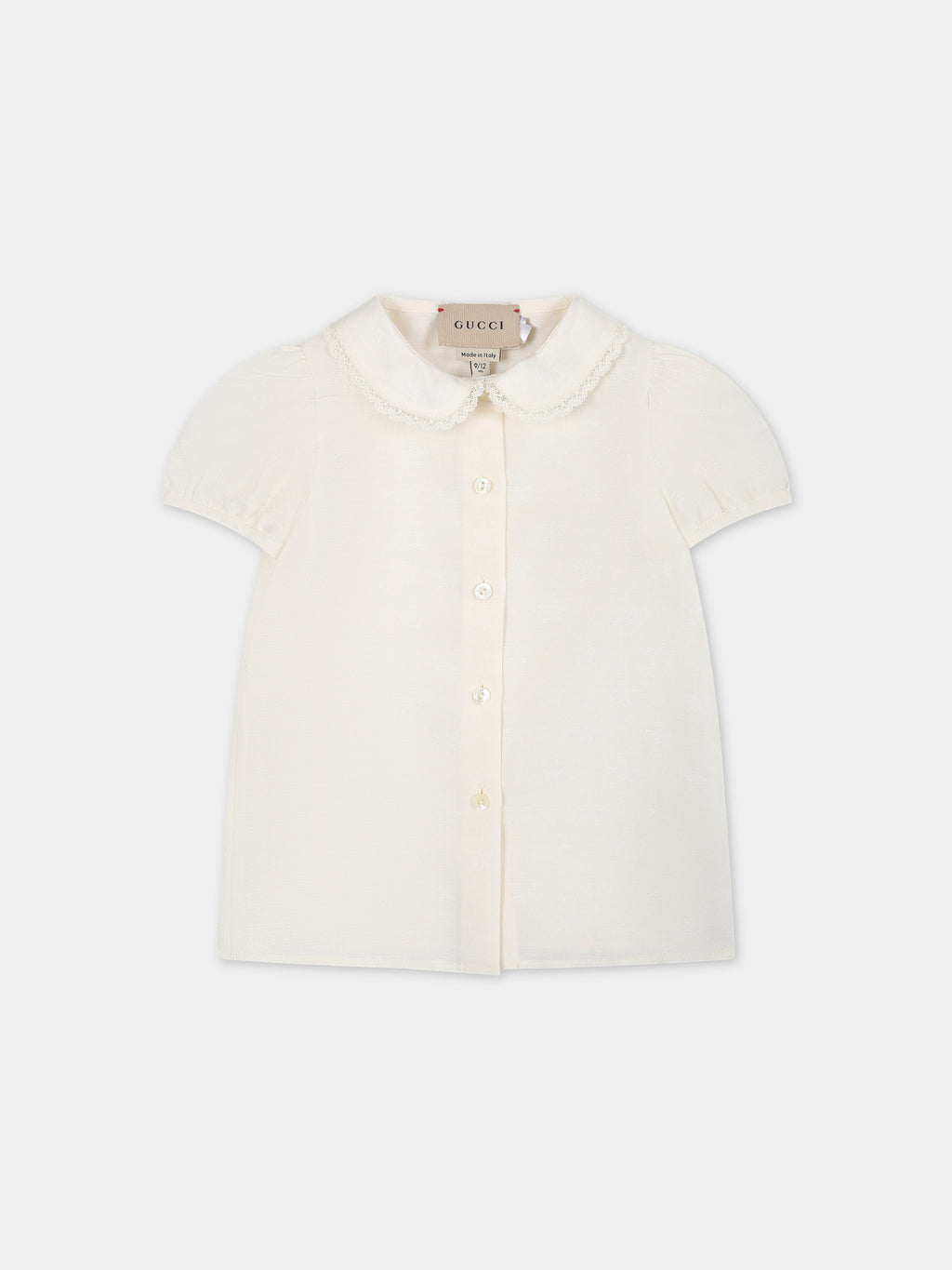 Camicia bianca per neonata con stelle e GG all-over