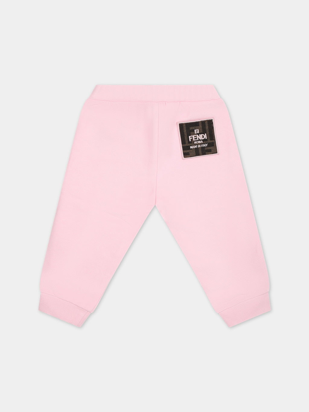 Pink trousers for baby girl with logo