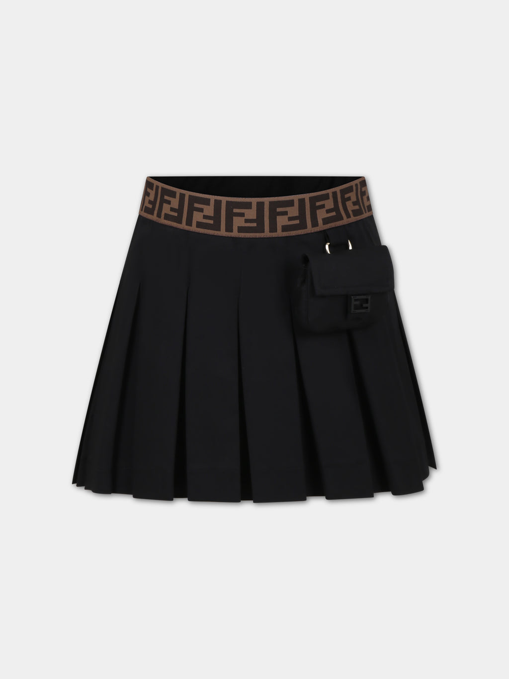 Black casual skirt for girls with baguette and FF logo