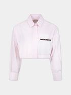 Camicia rosa per bambina con logo,Fendi Kids,JFC107 AQSI F0QE5