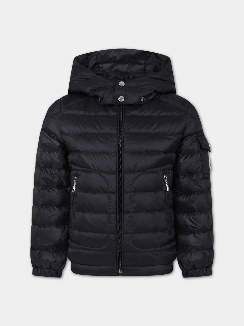 Lauros black down jacket with black hood for boy
