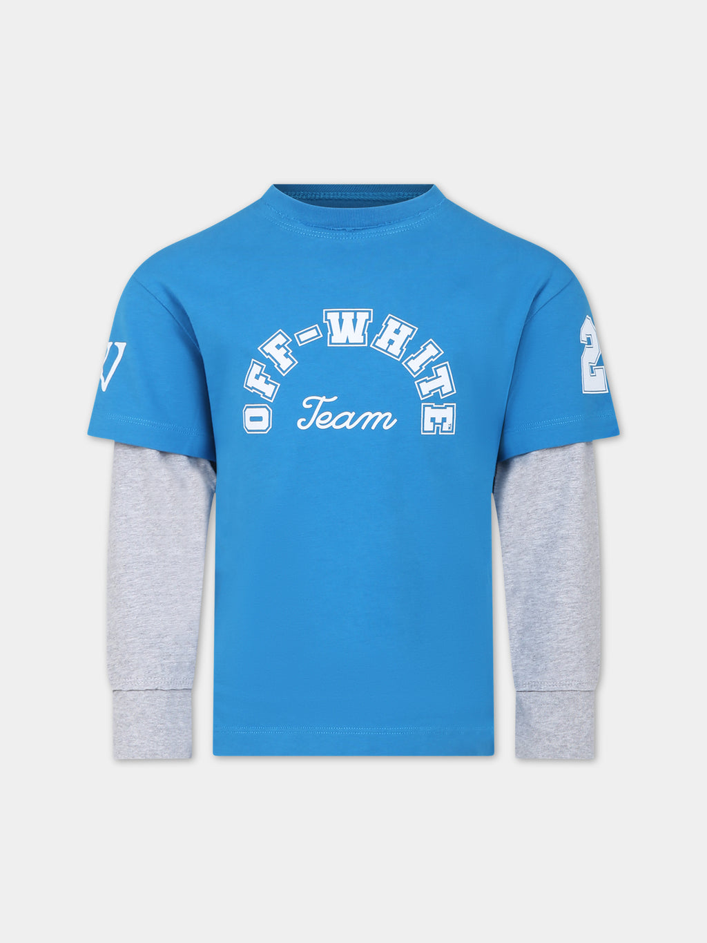 Light blue t-shirt for boy with logo and number