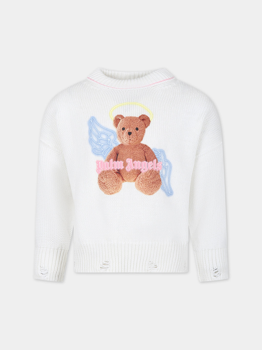 Maglione bianco per bambina con iconico Teddy Bear