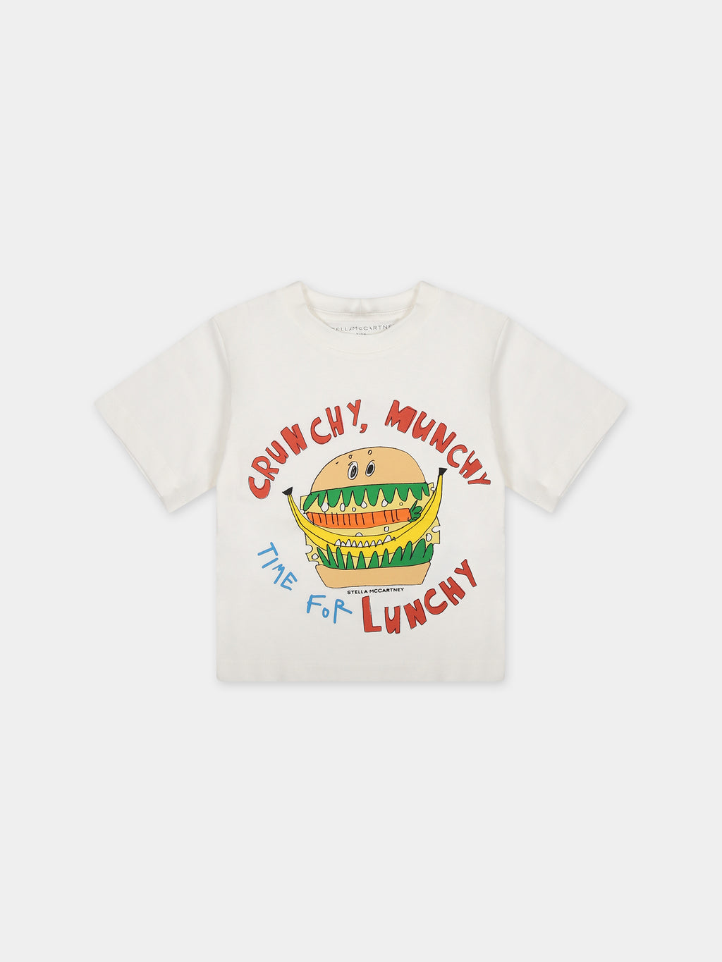 T-shirt bianca per neonato con stampa hamburger