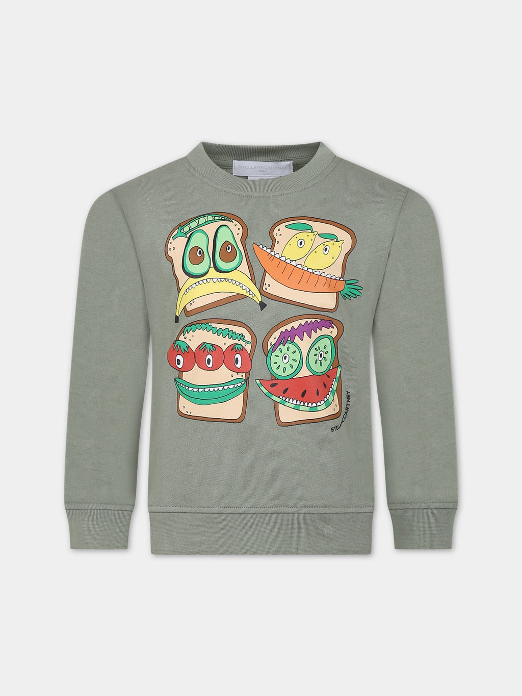 Green sweatshirt for boy with toast print