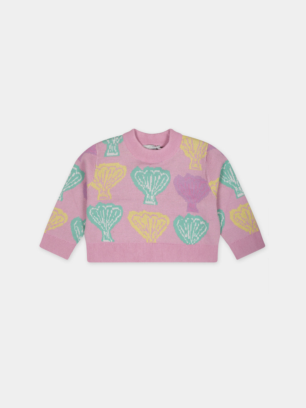 Maglione rosa per neonata con conchiglie