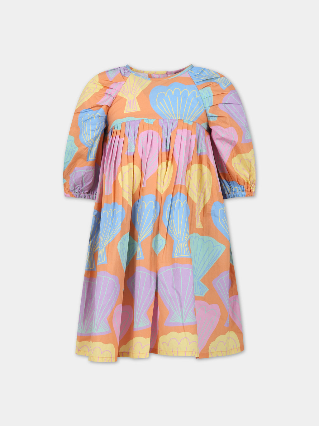 Robe orange pour fille avec imprimé coquillage